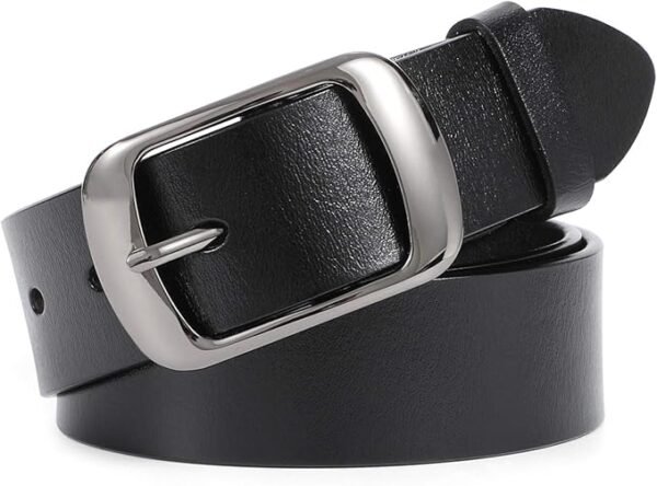 WHIPPY Cinturones de cuero para mujer, pantalones vaqueros, cinturón de vestir de moda para mujer con hebilla de pin sólida